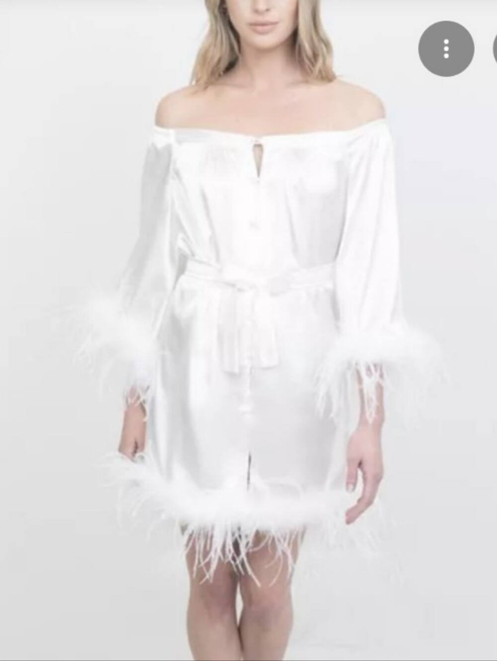 Le Laurier The Hair And Makeup Robe Satin Ostrich Feathers * Missing Belt*